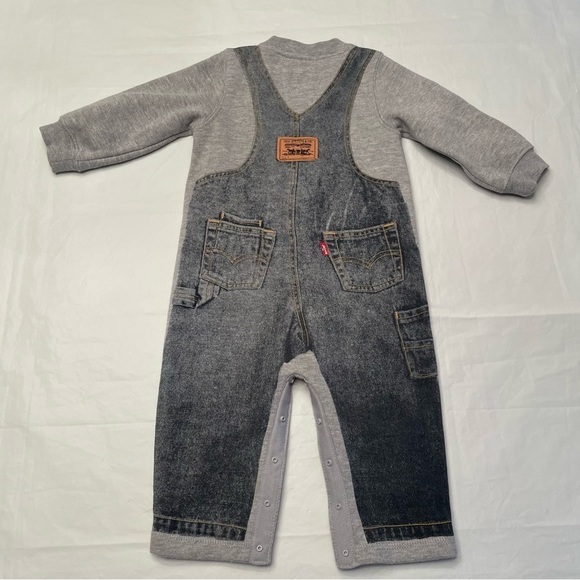 👶 Levi’s Baby Onesie: Denim Overall Print -  Size 12 Month 👶 - Picture 2 of 9